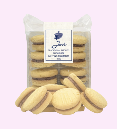 Handcrafted buttery shortbread biscuits sandwiched a smooth chocolate cream filling, creating a luxurious texture that melts delicately in your mouth.