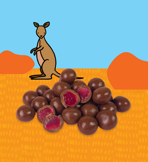 Kangaroo Poo Chocolate - Milk Chocolate Coated Raspberries