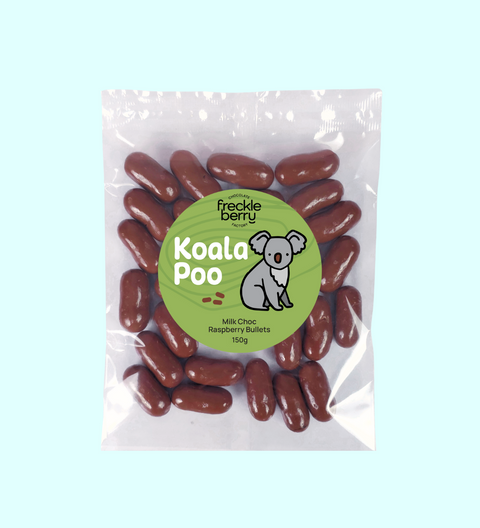 Koala Poo Chocolate - Milk Chocolate Raspberry Bullets