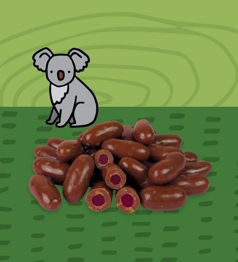 Raspberries coated in Belgian milk chocolate, handmade in Geelong - perfect novelty present.