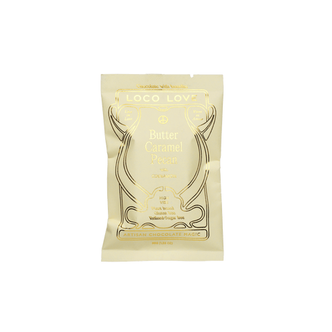 Loco Love Butter Caramel Pouch on a black background