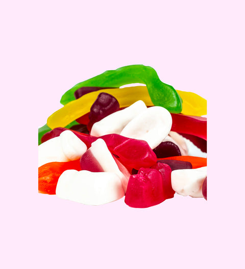 Fun assortment of colourful, chewy, and fruity lollies, available in 200g or 450g bags – perfect for parties, gifting, or a sweet treat anytime.