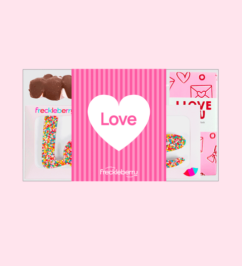 Love Gift Box, filled with premium Belgian chocolate treats with Love label – a sweet way to share love and appreciation.