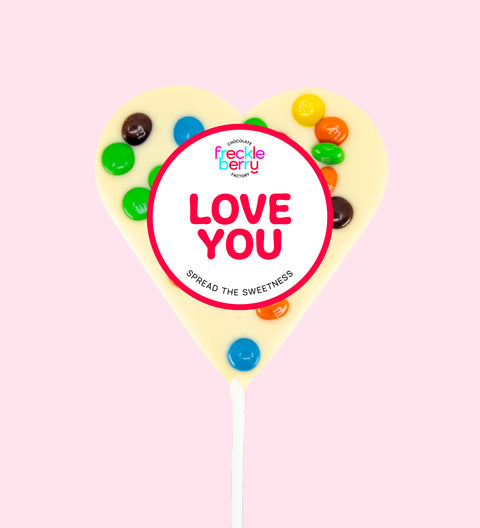 Love You - Heart M&M Pop White Chocolate
