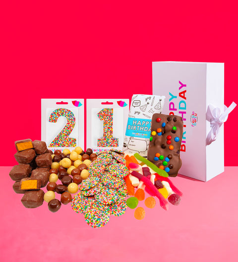 Luxury Custom Numbers 'Happy Birthday' Chocolate Hamper - with Box