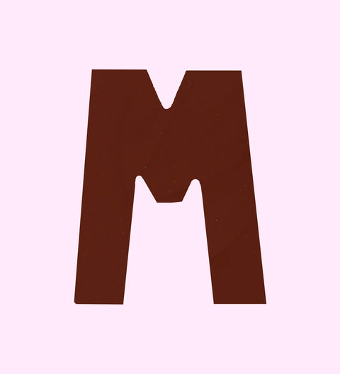 Dark Belgian chocolate Letter M. Perfect gift for birthday, cake toppers, weddings and other events. 