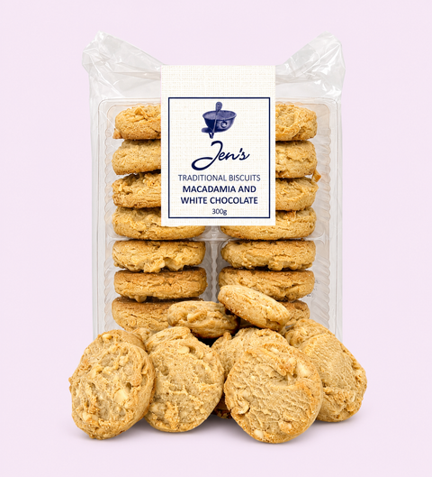 Jens cookies with macadamia nut and white chocolate cookies
