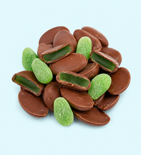 Milk chocolate mint leaves. 