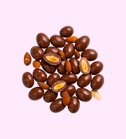 Crunchy roasted almonds covered in smooth premium Belgian milk chocolate – a timeless and delicious treat.