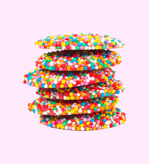 Premium Belgian milk chocolate topped with colourful sprinkles – a fun and tasty treat for any occasion.