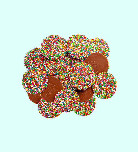 Premium Belgian milk chocolate topped with colourful sprinkles. A delicious treat perfect for gifting or sharing.