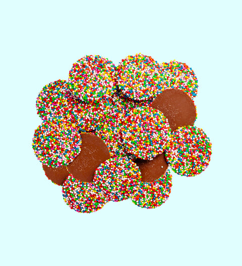Premium Belgian milk chocolate topped with colourful sprinkles – a perfect treat for any occasion.