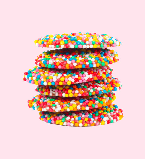 Premium Belgian milk chocolate and topped with colourful sprinkles  – perfect for festive gifting or sharing.