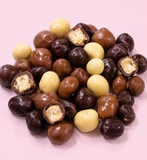 Mixed caramel popcorn chocolate coated
