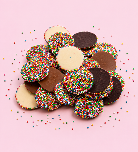 Mixed dark, white and milk chocolate freckles