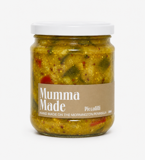 Mumma Made Piccalilli is a vibrant, tangy relish packed with crunchy vegetables and spices — perfect with cold meats, cheese, or in sandwiches.