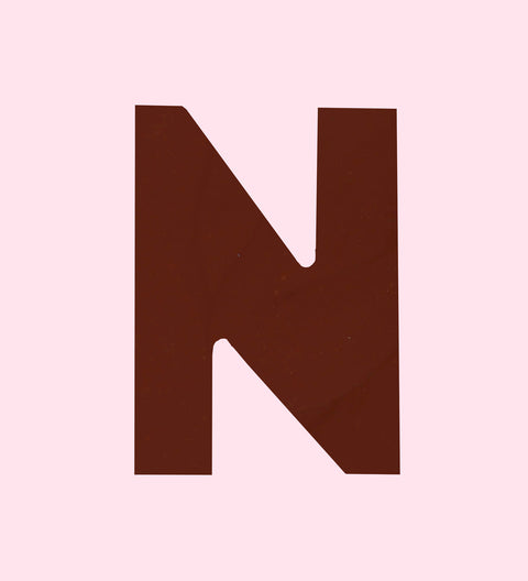 Dark Belgian chocolate Letter N. Perfect gift for birthday, cake toppers, weddings and other events. 