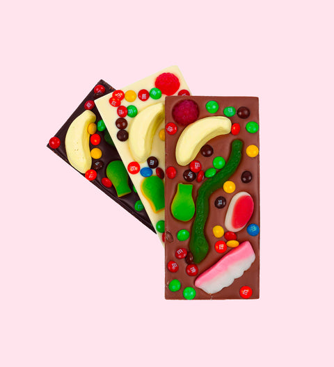 Premium Belgian chocolate loaded with a playful mix of colourful candies and nuts – perfect for celebrations and sharing.