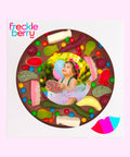 Premium Belgian chocolate pizza (available in 3 variants - dark, milk or white) topped with colourful lollies, customised with your uploaded image for a fun and unique gift.