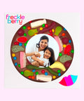 Premium Belgian chocolate pizza (available in 3 variants - dark, milk or white) topped with colourful lollies, customised with your uploaded image for a fun and unique gift.