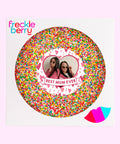 Creamy giant Belgian milk chocolate with sprinkles/freckle, customised with “Best Mum Ever” and your photo upload for a heartfelt gift.