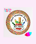 Creamy Belgian milk chocolate with colourful sprinkles, customised with your teacher’s name and special message for a heartfelt gift.