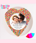 Premium Belgian milk chocolate covered in freckles, customised with your wedding or anniversary design for a memorable favour.