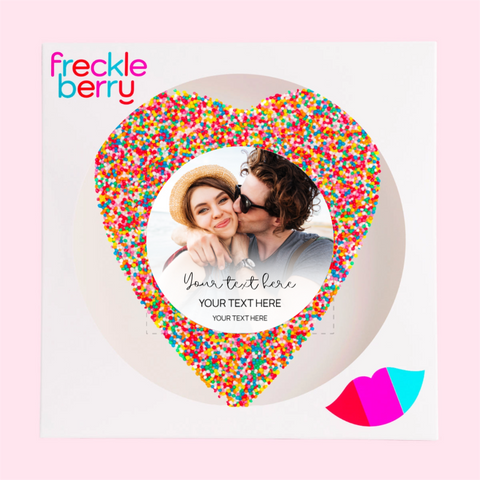 Personalised 220g Giant Freckle Heart - Anniversary - Photo and Text