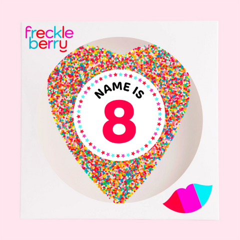 Premium giant Belgian chocolate heart (available in 3 variants - dark, milk or white) topped with sprinkles, customised with name and age for a memorable gift.