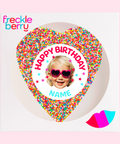 Premium giant Belgian chocolate heart (available in 3 variants - dark, milk or white) topped with colourful multi sprinkles, customised with photo upload and name for a personalised and memorable birthday gift.