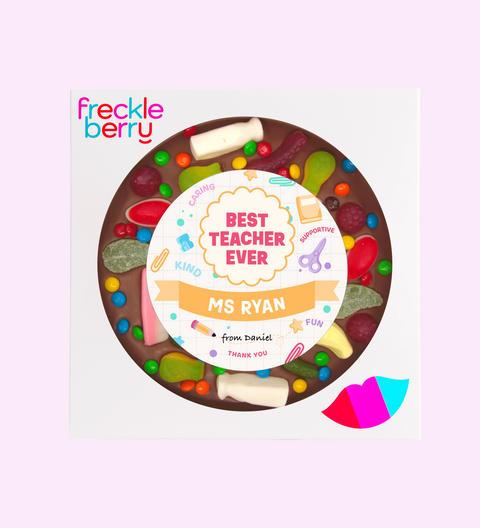 Personalised 330g Giant Lolly Pizza - Best Teacher Ever & Custom Text 