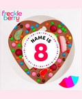 Fun Premium Belgian milk chocolate heart pizza loaded with lollies, customised for the perfect birthday gift.