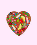 Belgian milk chocolate heart topped with lollies