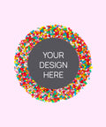 Creamy Belgian milk chocolate with colourful multi sprinkles, customised with your uploaded design for a unique and memorable gift.