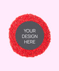 Creamy Belgian milk chocolate with colourful red sprinkles, customised with your uploaded design for a unique and memorable gift.