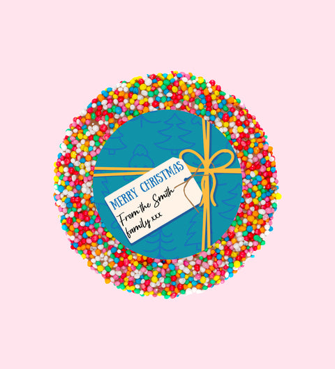 Personalised Christmas 40g Single Freckle - Blue Present - Sample Message/Text