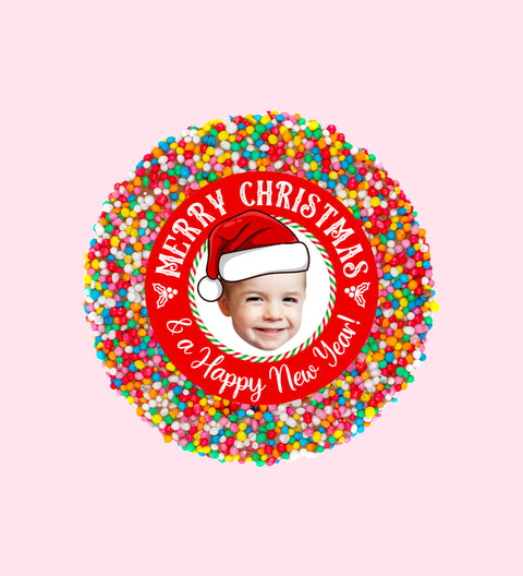 Personalised Christmas 40g Single Freckle - Santa Hat - Merry Christmas + Text - Sample2