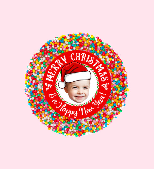 Personalised Christmas 40g Single Freckle - Santa Hat - Merry Christmas + Text - Sample2