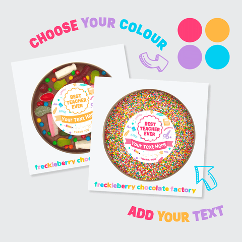 Personalised Giant Freckle + Giant Lolly Pizza - Best Teacher Ever & Custom Text - Choose your colour and add your text