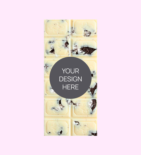 Personalised Gourmet Chocolate Block - Custom Design Upload - Cookies & Cream White Chocolate Block
