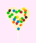 M&Ms Happy Birthday premium belgian white chocolate heart on a stick