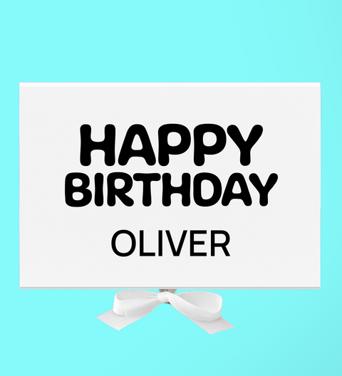 Plain white hamper box with black "Happy Birthday" message and can upload birthday celebrant's name. 