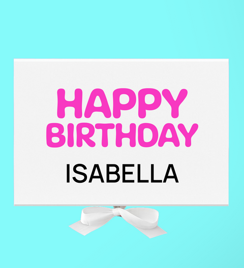 Plain white hamper box with pink "Happy Birthday" message and can upload birthday celebrant's name. 