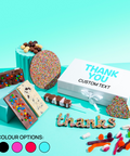 An indulgent selection of premium chocolates customised with your message, perfect for expressing heartfelt thanks.