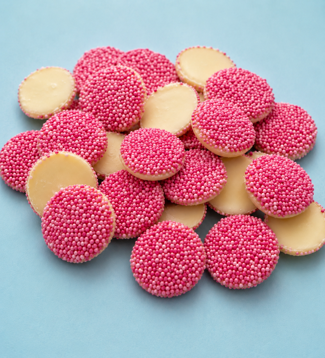 White Chocolate - Pink Freckles – Freckleberry Chocolate Factory