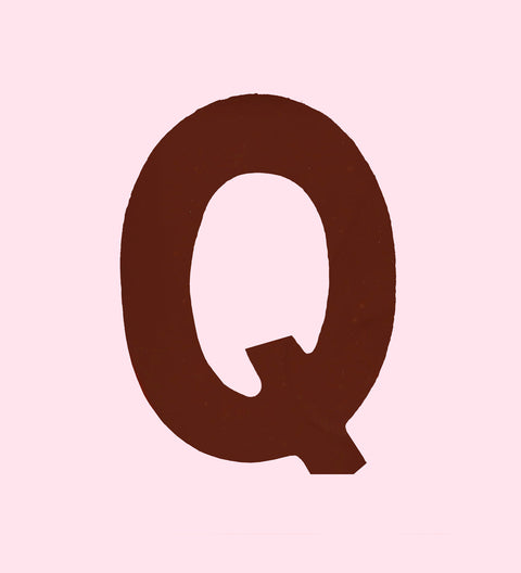 Dark Belgian chocolate Letter Q. Perfect gift for birthday, cake toppers, weddings and other events. 
