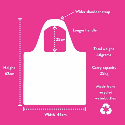 Ruby Olive reuseable bags Reusable shopping bag with colorful food pattern on a blue background