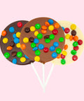Premium Belgian milk, dark and white chocolate pops with colourful M&Ms