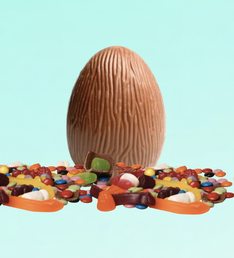 Easter egg to smash with lollies inside. Milk chocolate. 