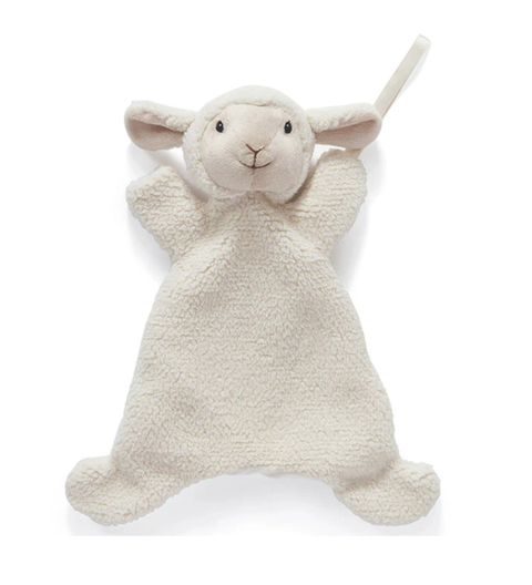 Hoochie Coochie Bunny comforter — an ultra-soft plush, hand puppet and baby sleep aid with dummy attachment. Perfect for soothing cuddles and gifting.